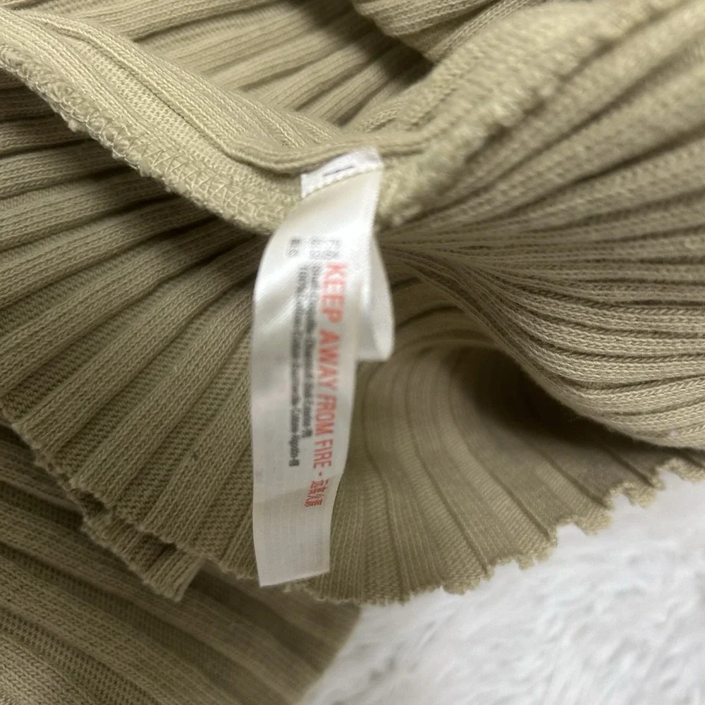 Free People Beach Khaki  Walk About Ribbed Long Sleeve Maxi Dress Bodycon Size L