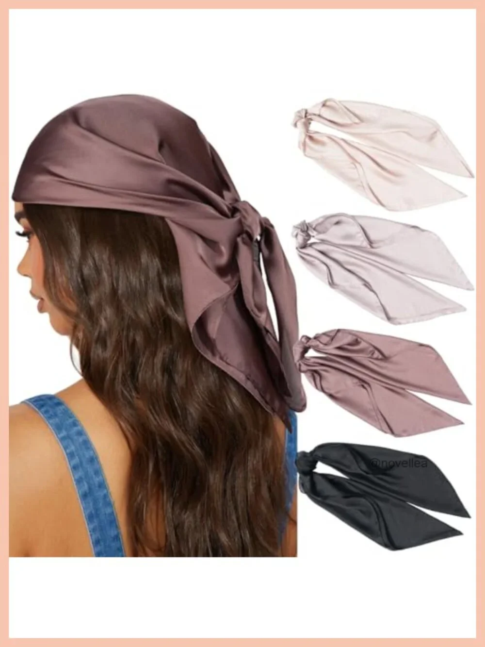 4 Pack Silk Satin Square Head Scarf - 27.5x27.5 Polyester Hair Kerchief Bandana