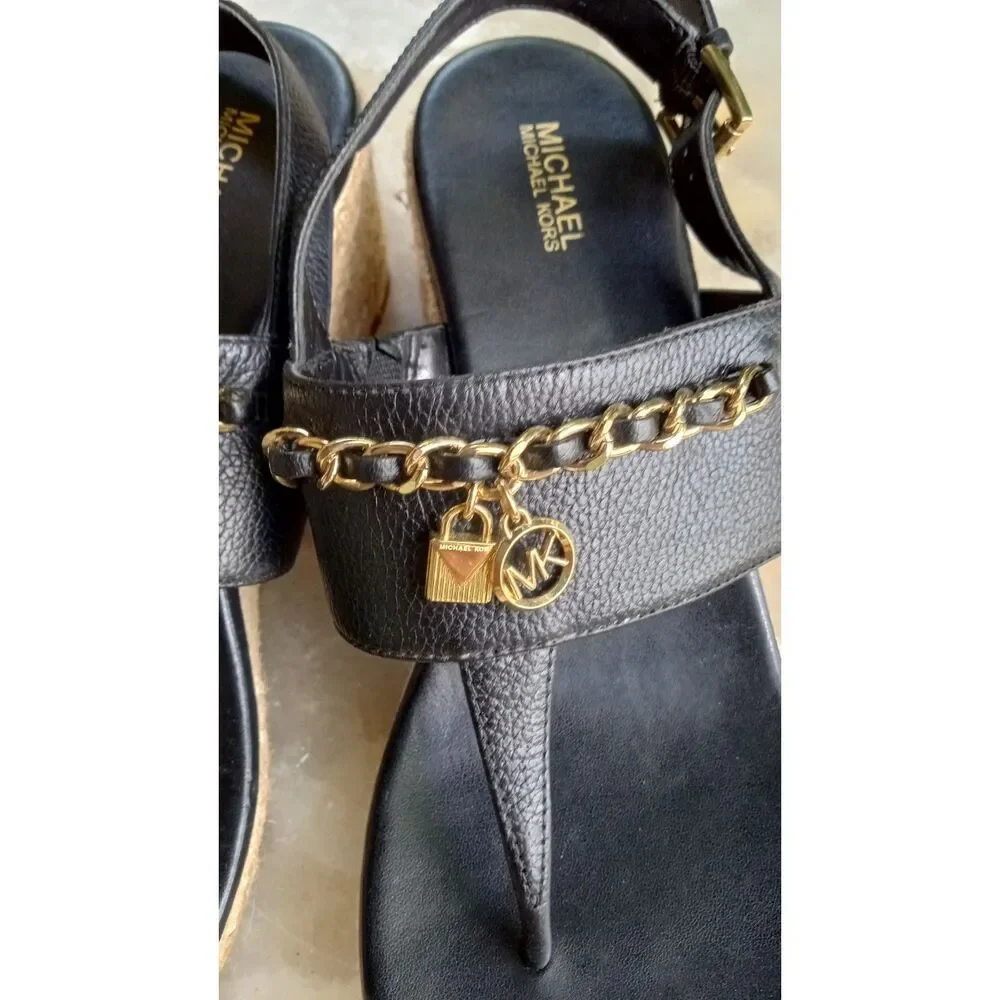 Michael-kors Black and Gold Sandals