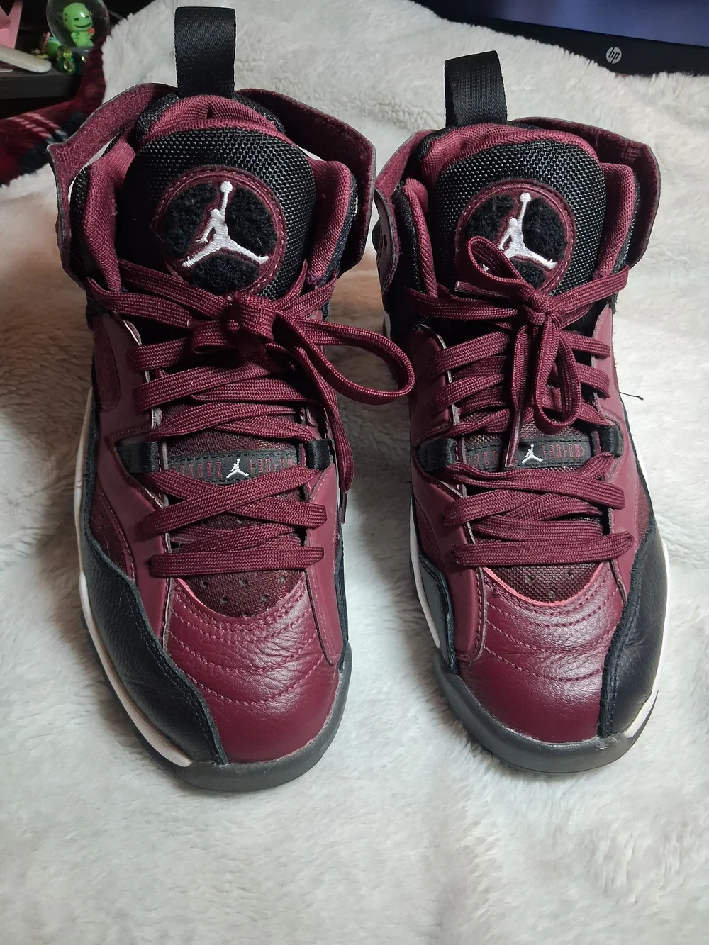 Jordan Kids Burgundy and Black Retro Basketball Shoes