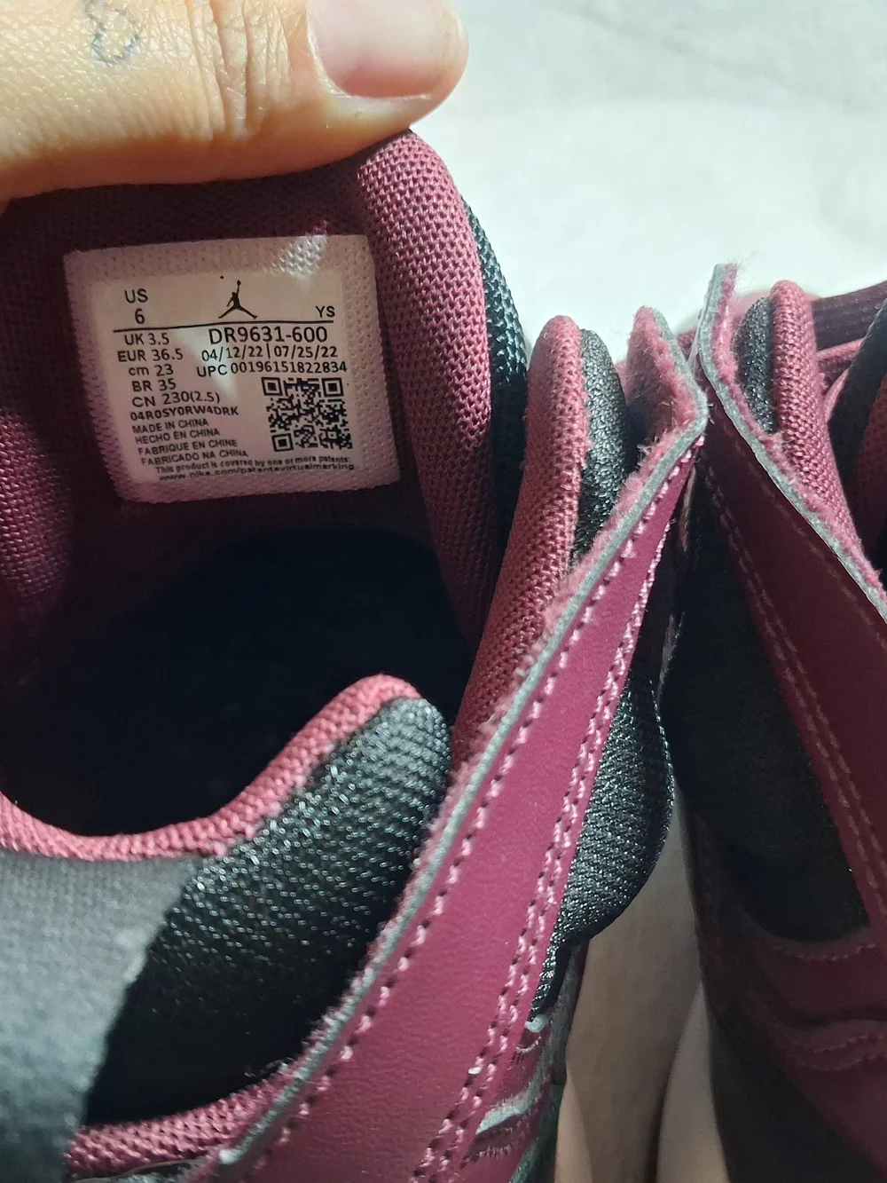 Jordan Kids Burgundy and Black Retro Basketball Shoes