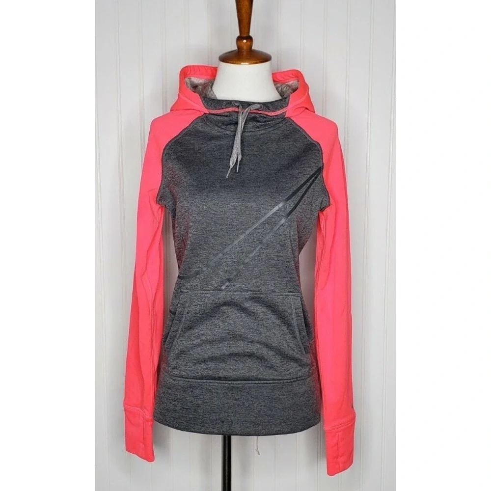 Nike Therma Fit Women's Pullover Hoodie Sweatshirt Size XS Gray /Pink