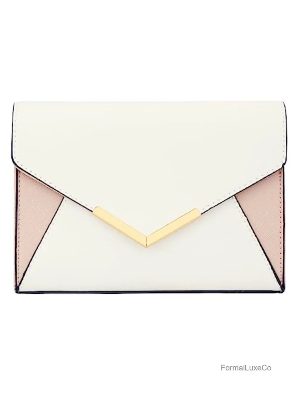 Elegant Faux Leather Envelope Evening Clutch Purse with Chain Strap
