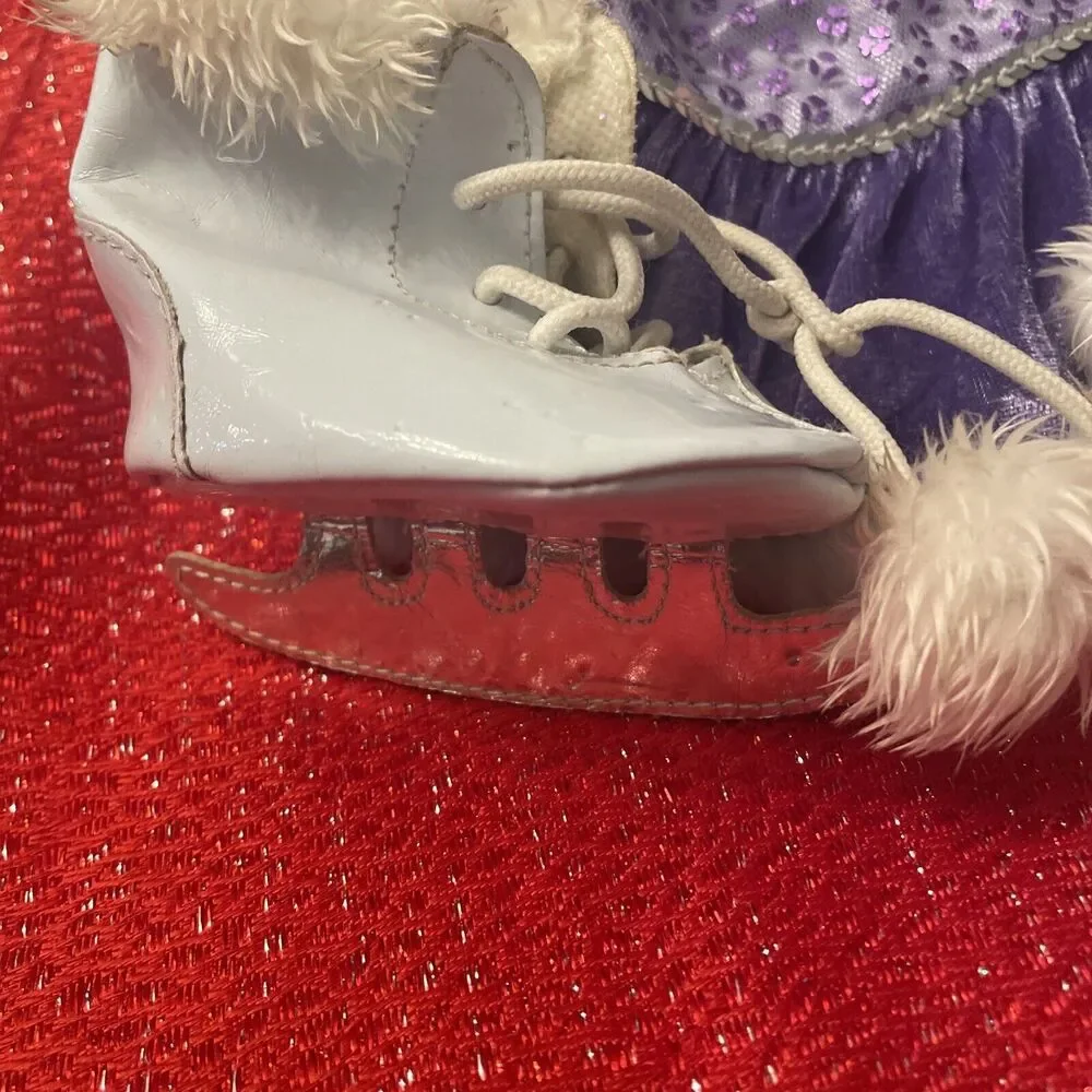 Build A Bear Outfit- Purple Dance/ Skate Dress Sequins & White Faux Fur Skates