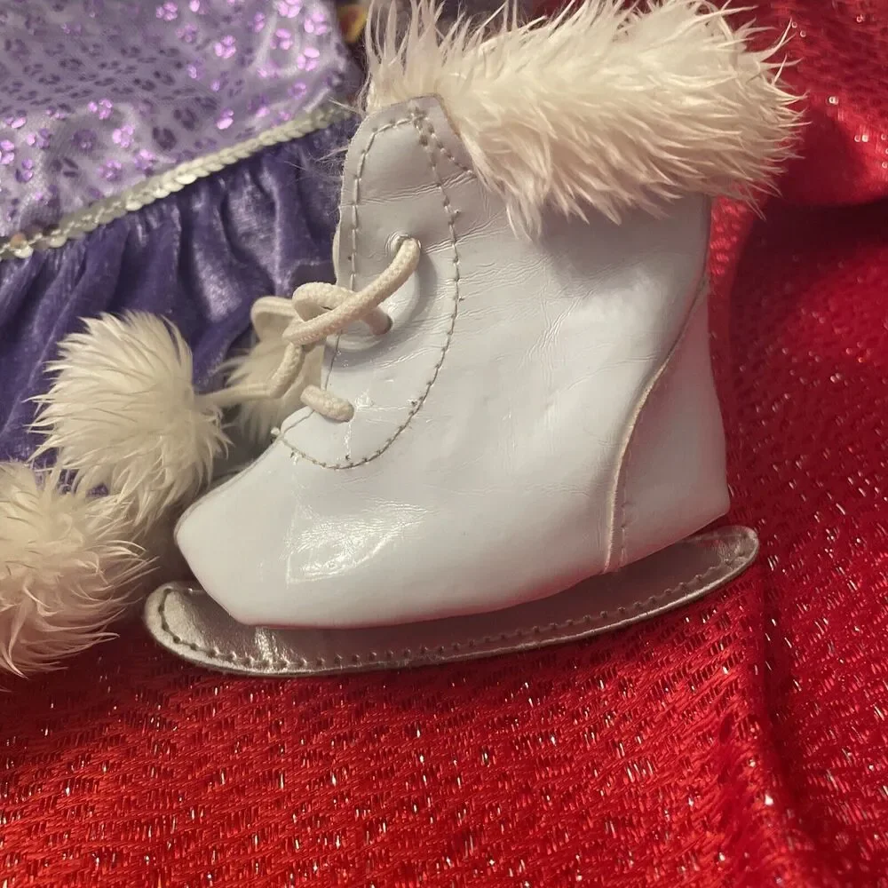Build A Bear Outfit- Purple Dance/ Skate Dress Sequins & White Faux Fur Skates