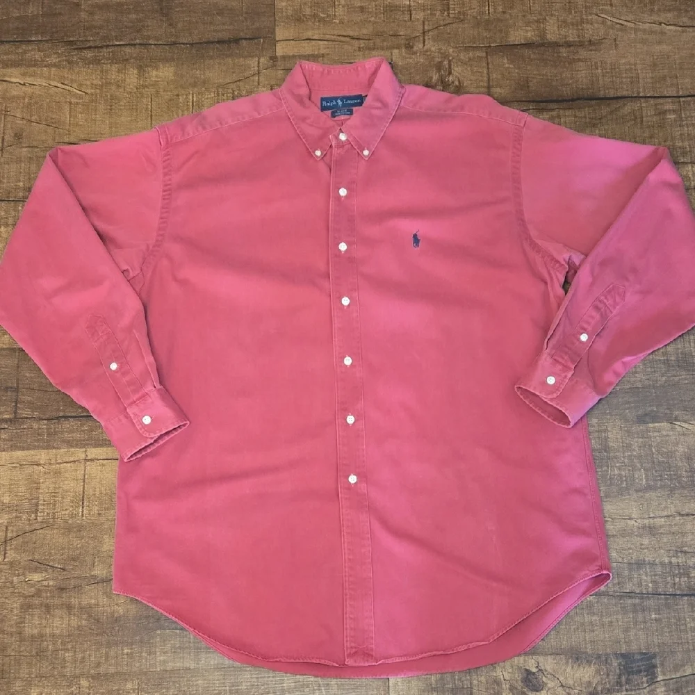 Polo Ralph Lauren Mens Red Button Down‎ Shirt Classic Cotton Large Heritage Prep