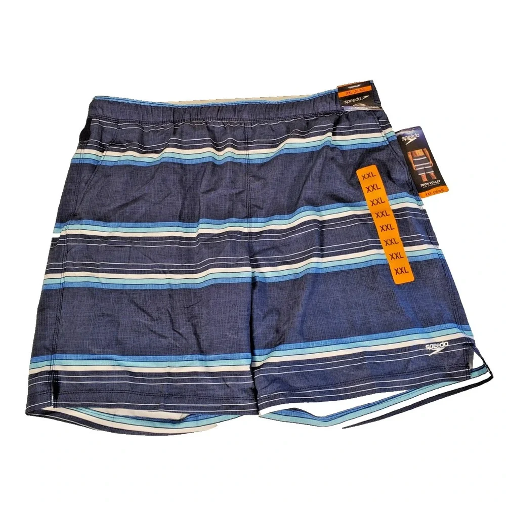 Speedo Men's 2XL- XXL (38/40) Blue Swim Trunks Board Shorts‎ NWT