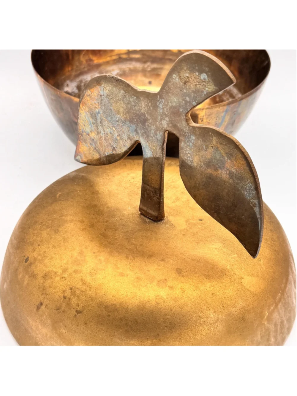 GIANT Oversized Vintage Brass Apple- Extra Large 12” Tall Decorative Apple Trin