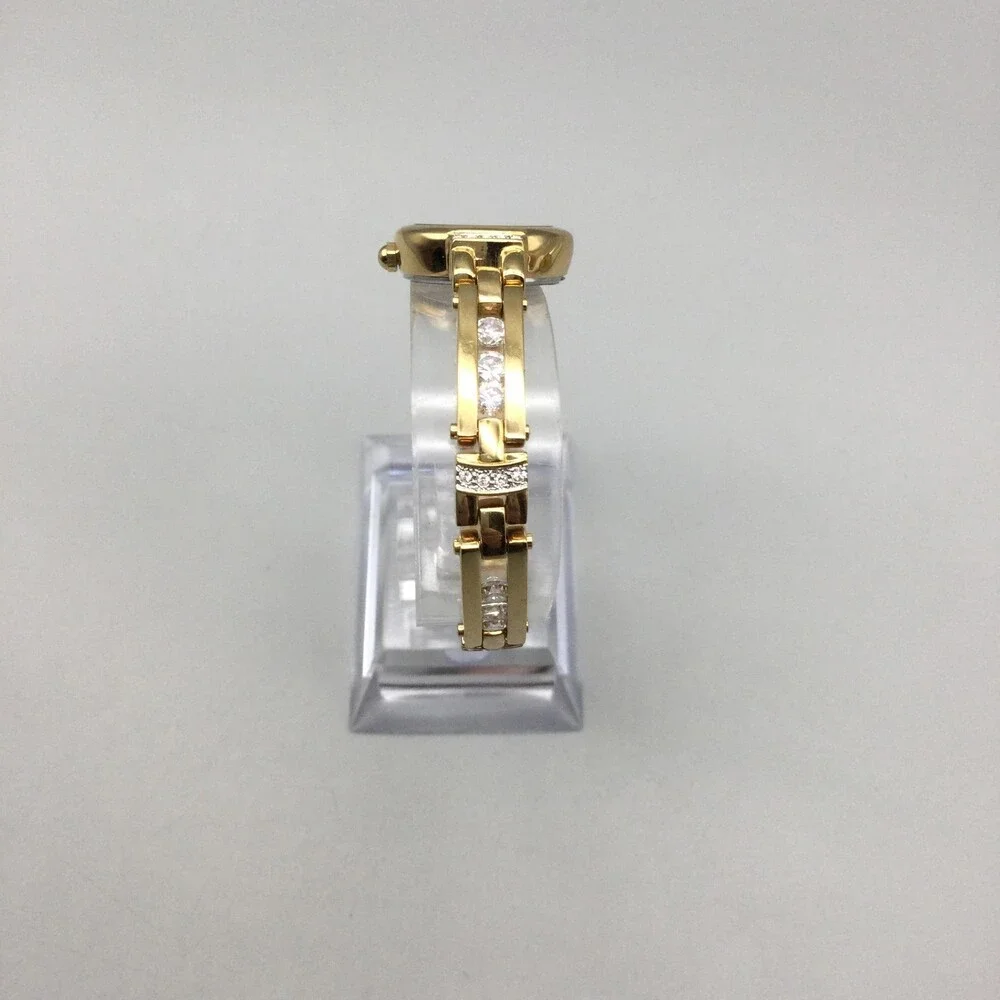 Elgin Womens Watch 20mm Gold Silver Tone Diamond Bracelet New Battery 8.25
