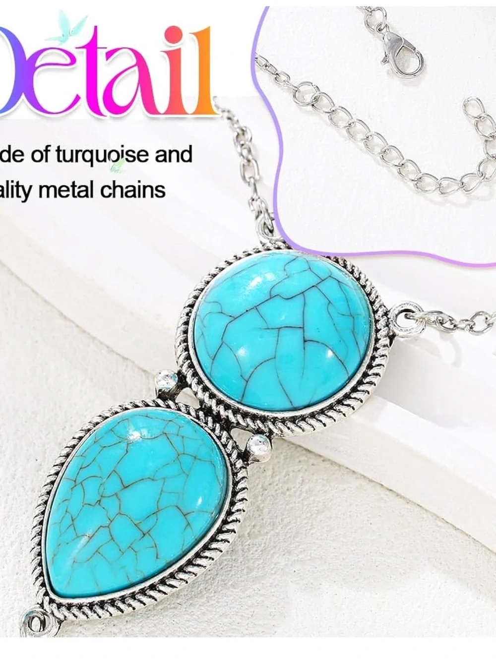 Anthropologie Turquoise and Silver color Hand Chain & Ring Set