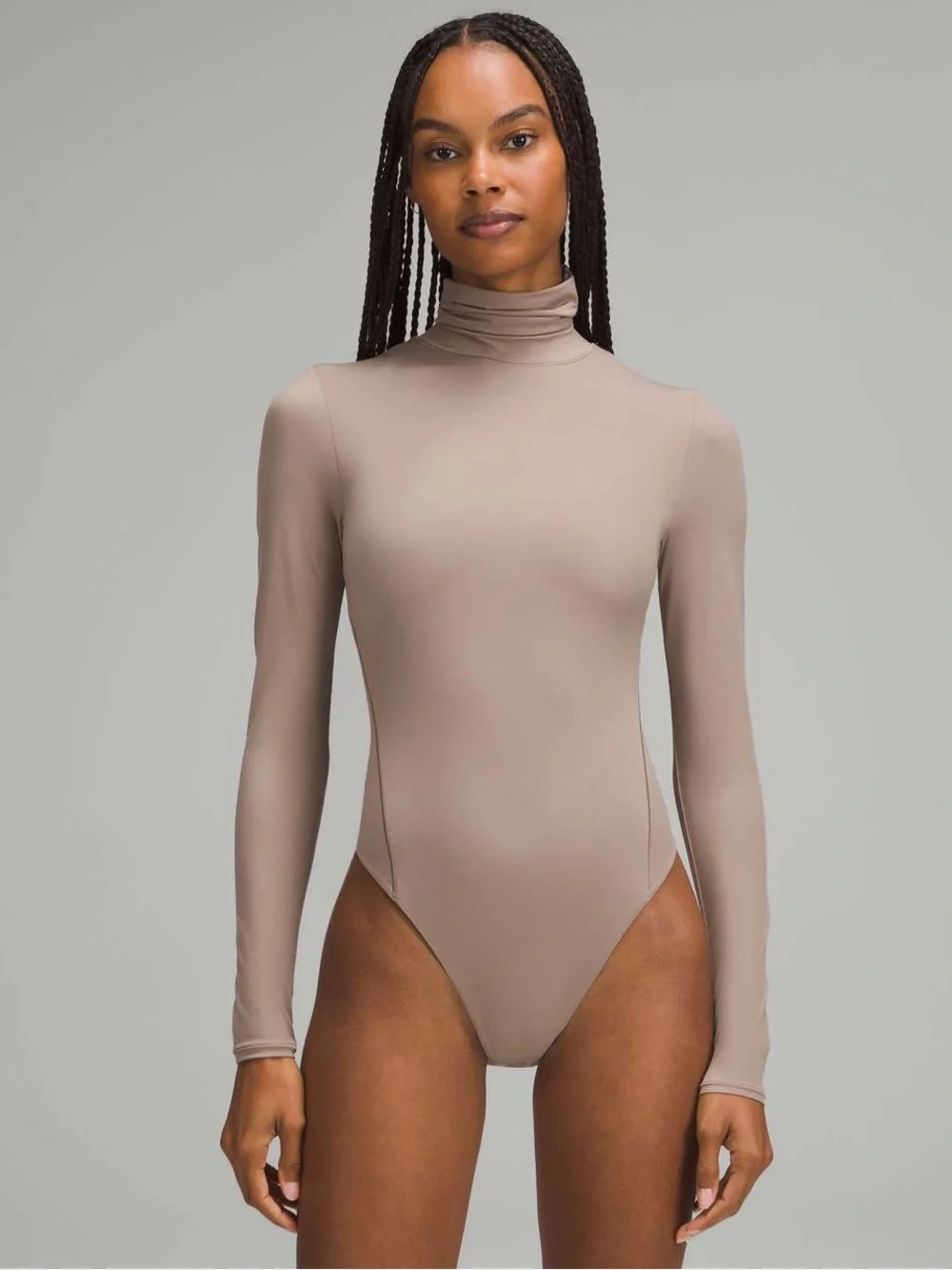🤎 NWT Lululemon Wundermost Ultra-Soft Nulu Turtleneck Bodysuit Taupetastic Small