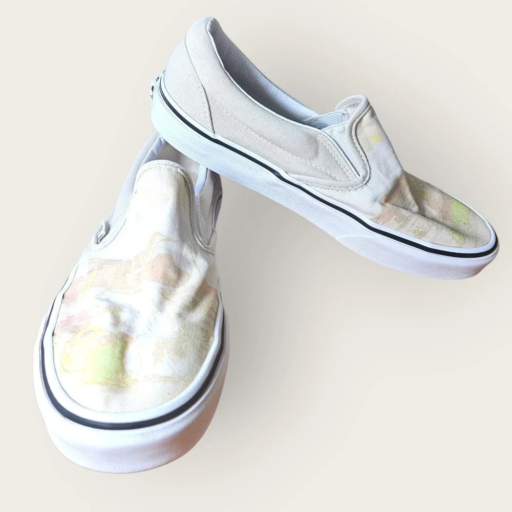 Vans Classic Slip-On Desert Vibes Print Beige Canvas‎ Sneakers Womens 8.5 Mens 7