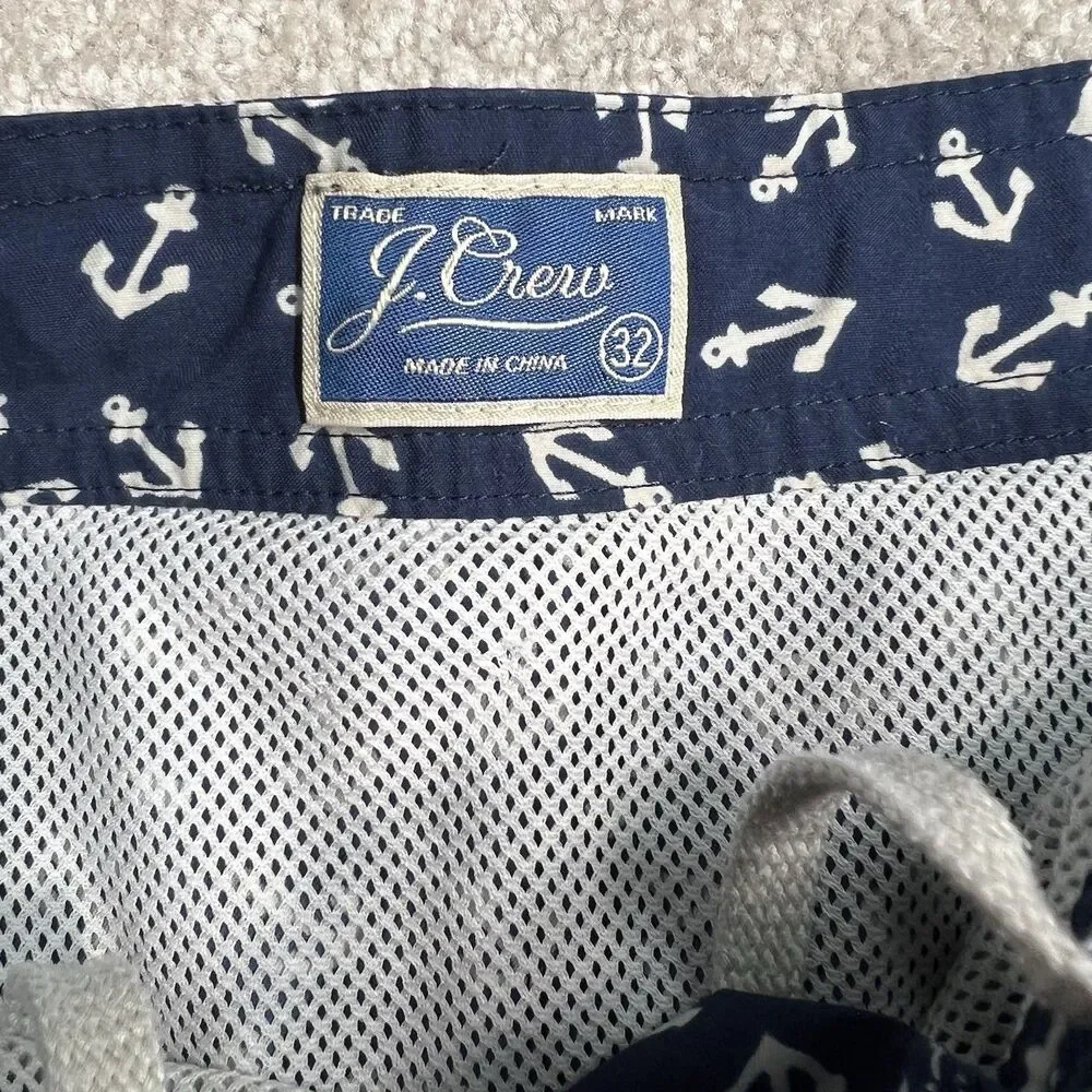 J.Crew  100% Nylon Men’s 32 Anchor‎ Print Shorts Pockets Drawstring