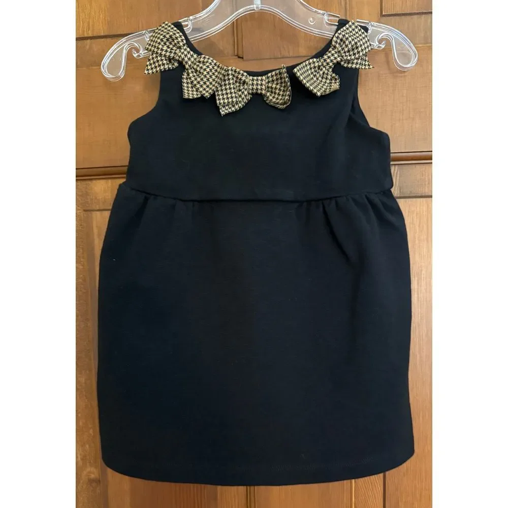 Janie and‎ Jack Houndstooth Bow Ponte Dress Baby Girls 12-18m Butterscotch Belle