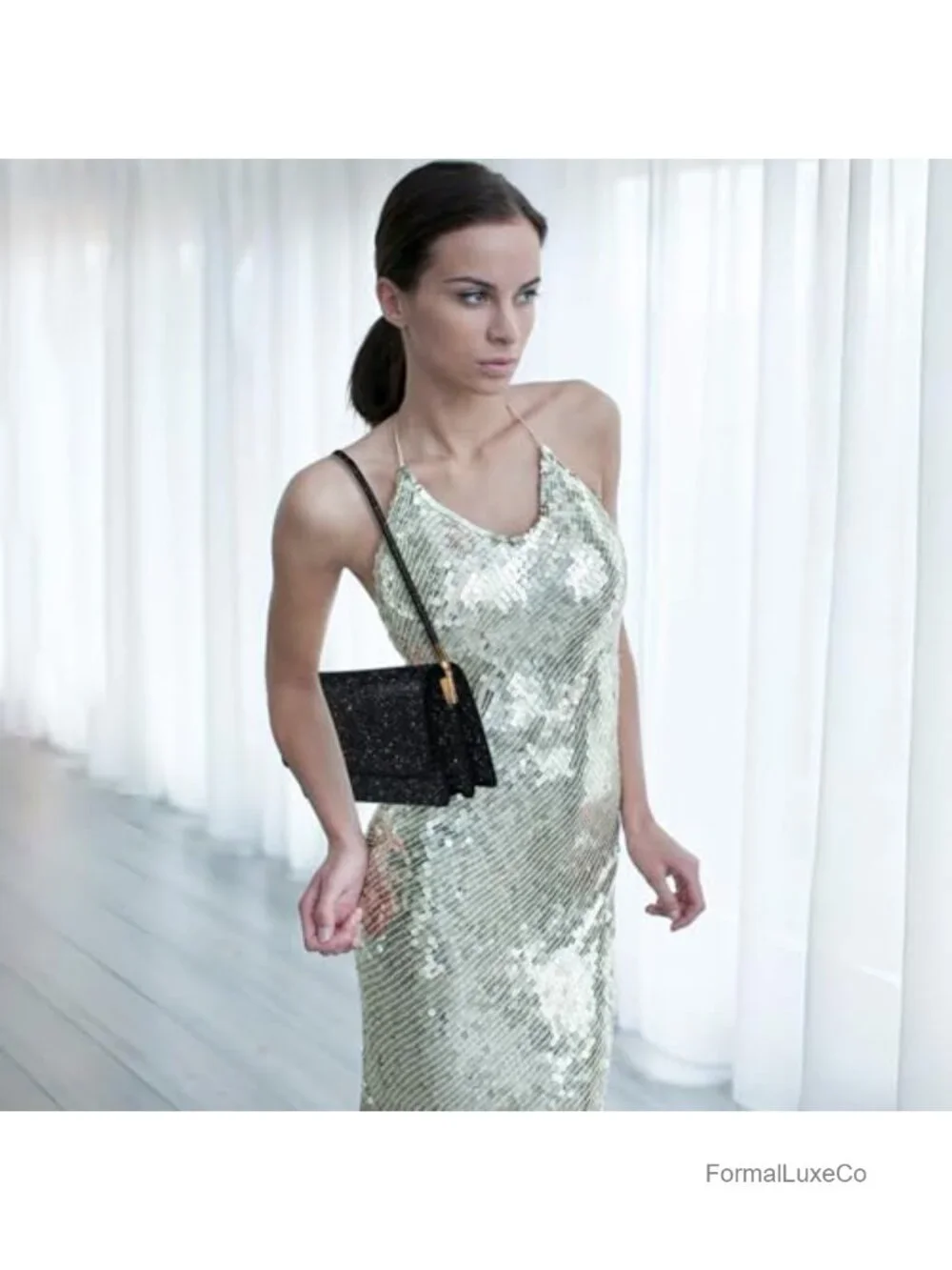 Sparkling Trapezoidal Envelope Clutch Purse with 2 Compartments for Party