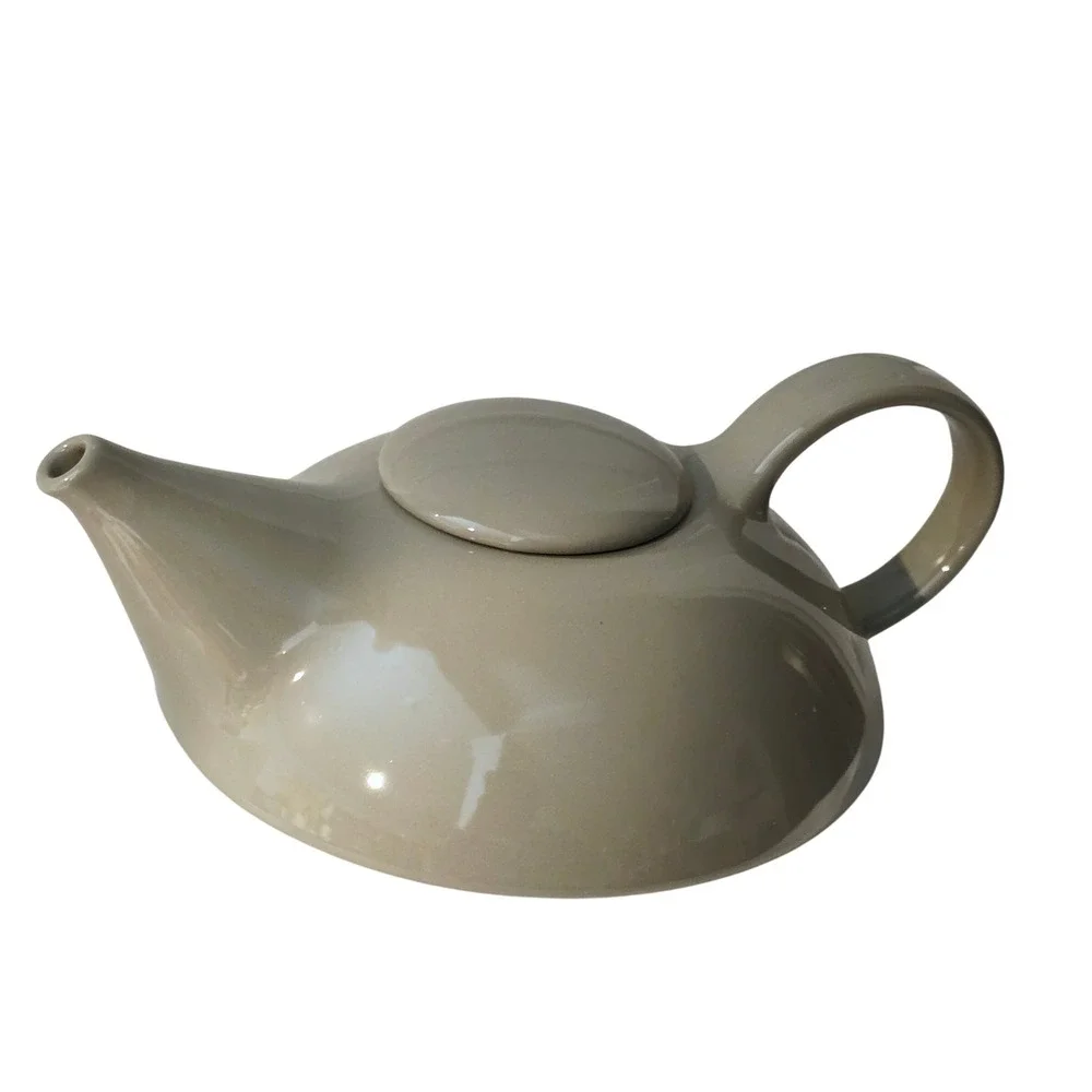 Claudia Schiffer Post Modern Teapot Ceramic‎ Taupe Quiet Luxury Modern