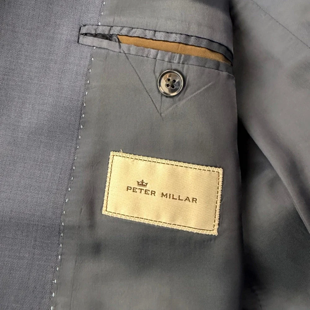 Peter Millar Blazer Mens 48T‎ Blue 100% Wool 2 Button Tailored Suit Jacket