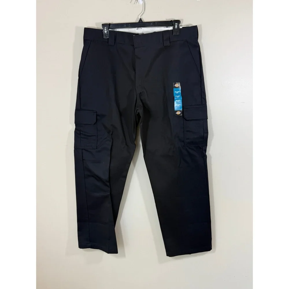 NWT Dickies Cargo Pants Men's 42x32 Black Relaxed Straight Workwear Utility
