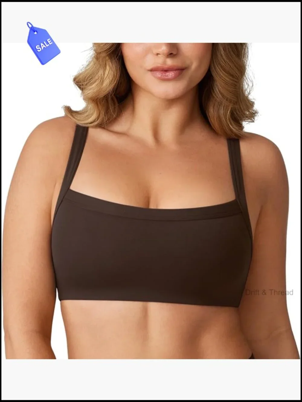 Square Neck Wireless Padded Sports Bra Adjustable Yoga Workout Tops