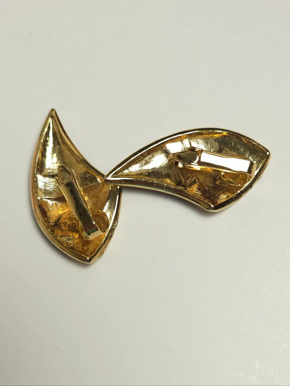 Vintage Monet Gold & Navy Blue Enamel Geometric Earrings Clip on Earrings Signed