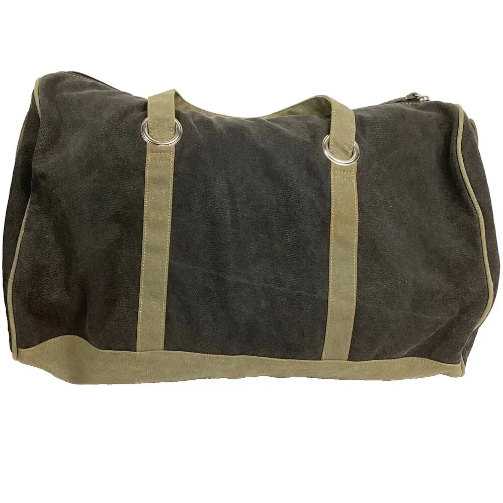 True Religion Duffle Bag Brown w/Tan - Shoulder Strap + Handles - Large - Cotton