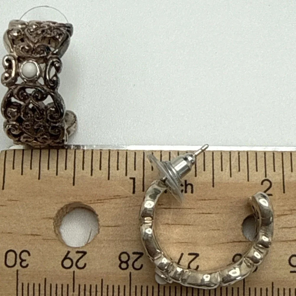925 Sterling Silver Vintage Filigree Hoop Earrings Pierced 15 Grams