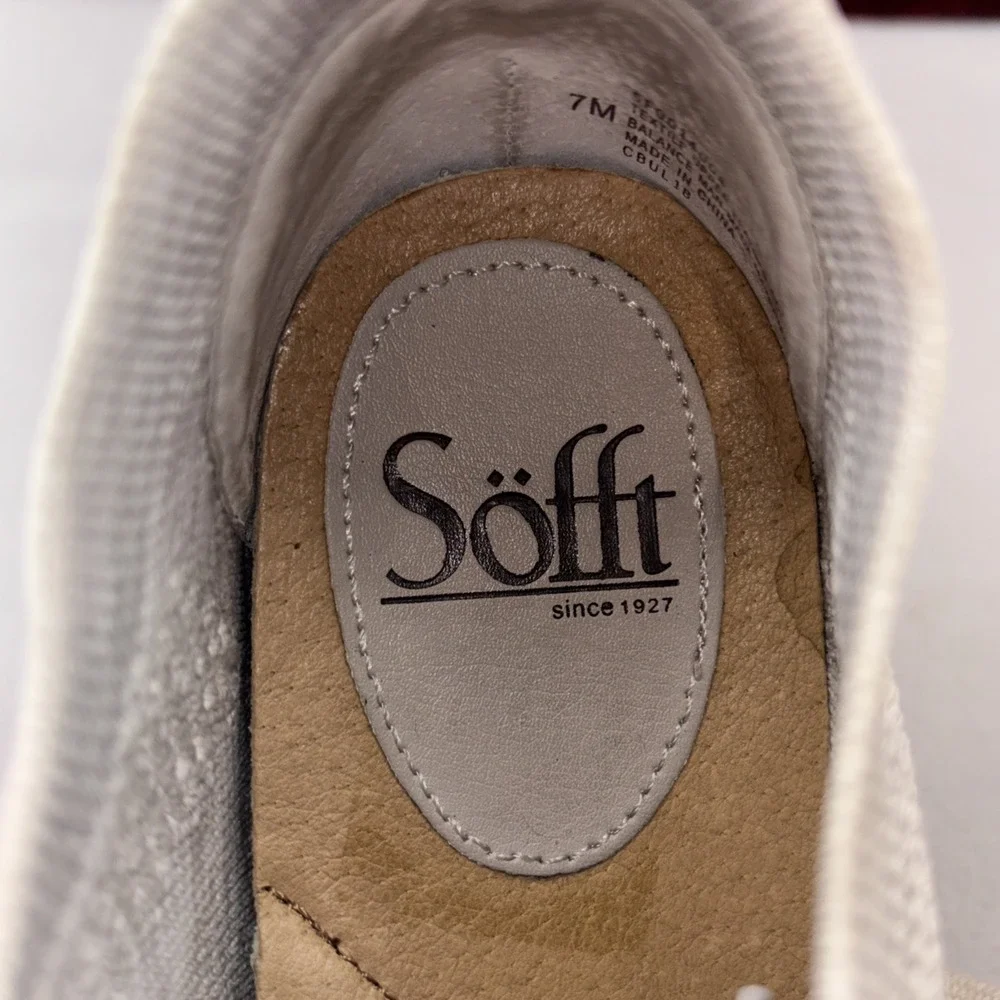 Sofft Somers Grey Knit Sock Leather Comfort Lace Up Sneakers Women's Size 7M EUC