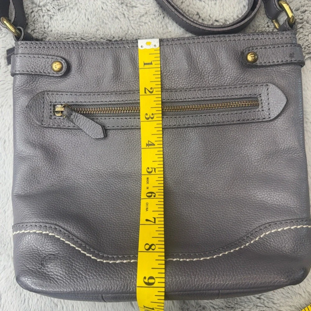 Born Grey Pebbled Genuine Leather‎ Crossbody Bag Adjustable Strap Brass Hardware