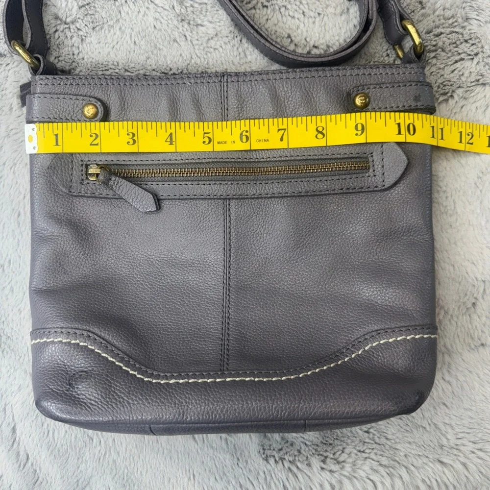 Born Grey Pebbled Genuine Leather‎ Crossbody Bag Adjustable Strap Brass Hardware