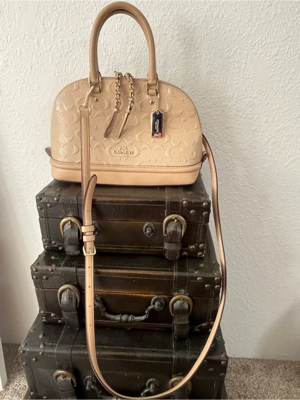 Coach Dome Satchel in Nude Beige Patent Leather