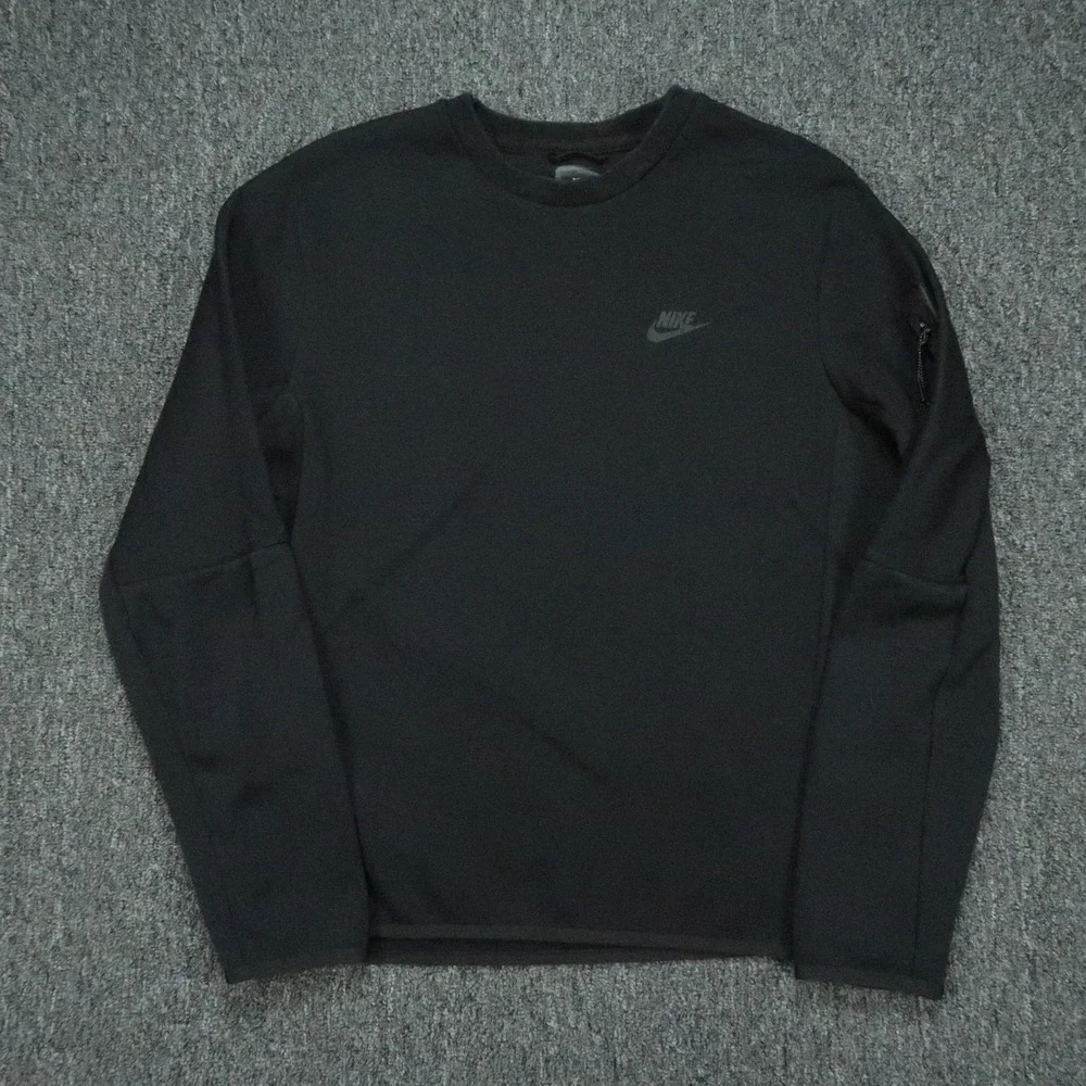 Nike Pullover Men Medium Black Sportswear Tech Fleece Crew Sweatshirt Sporty