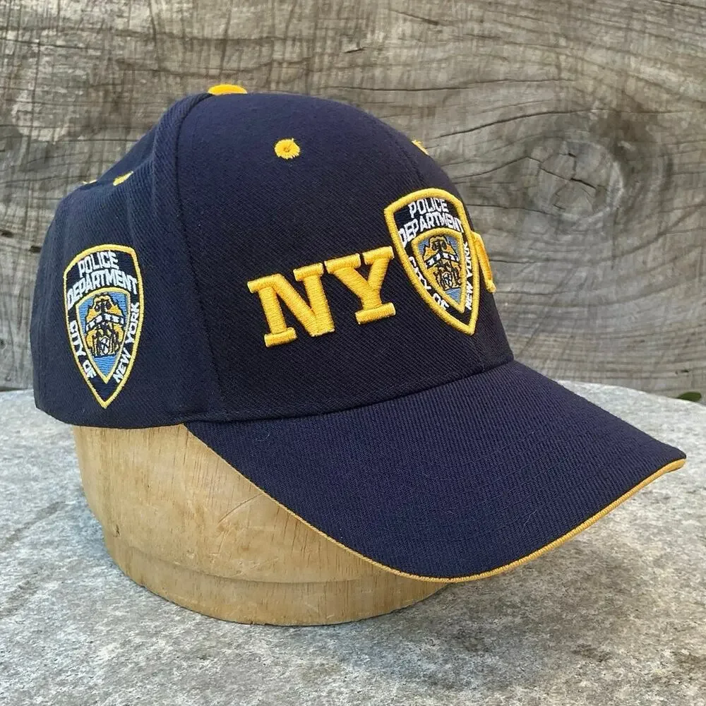 NYPD Vintage Baseball Cap Hat New York Police Department Side Patch US Flag