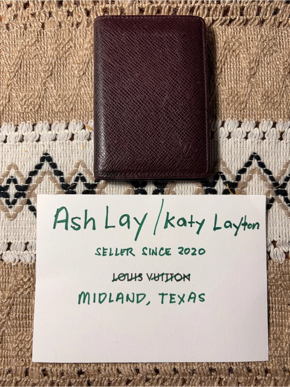 Louis Vuitton Deep Burgundy Saffiano Leather Card Case