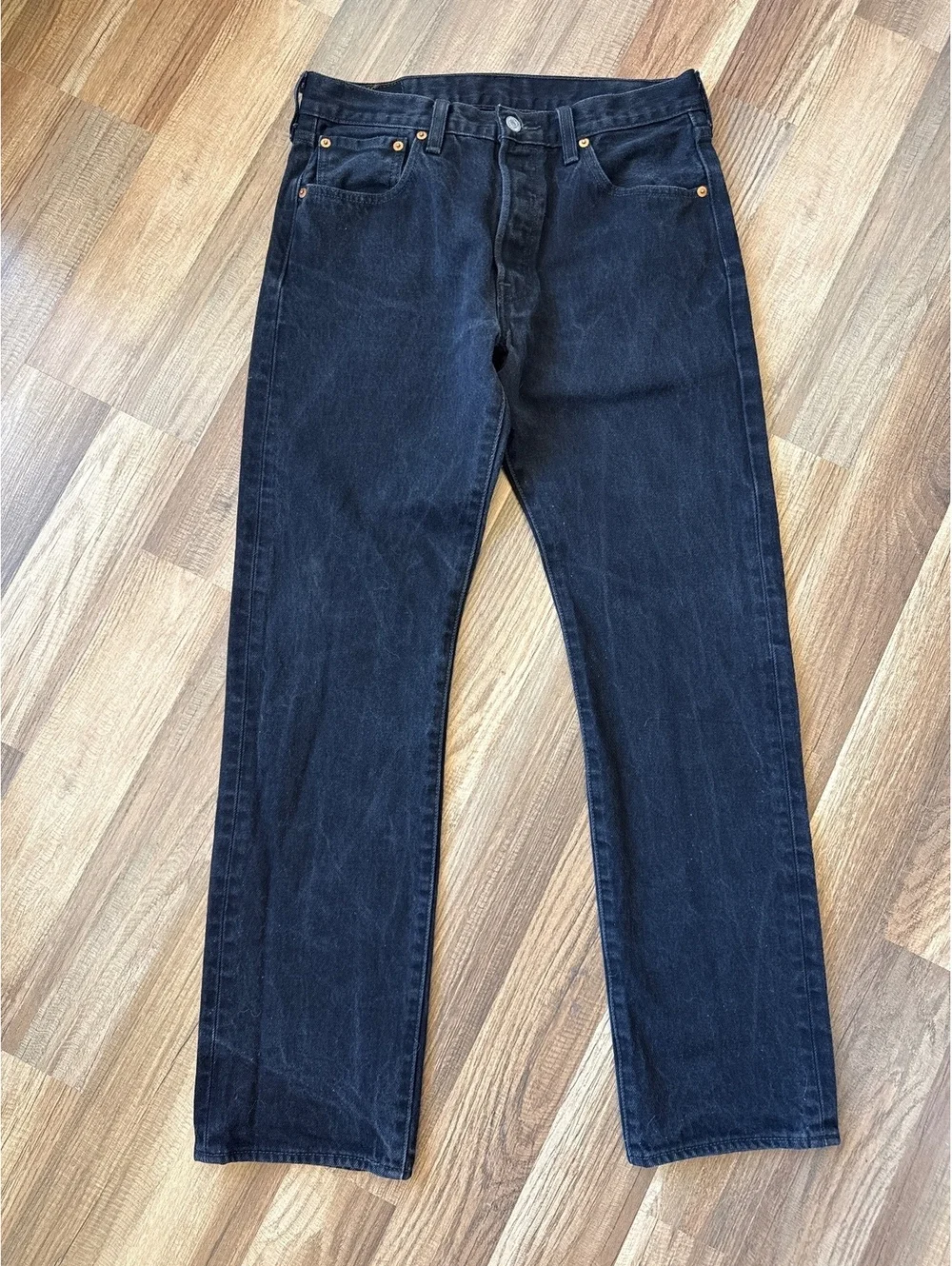 Levi's 501 Button Fly Jeans Men's 32x30.5 Black Straight Leg Denim USA Classic
