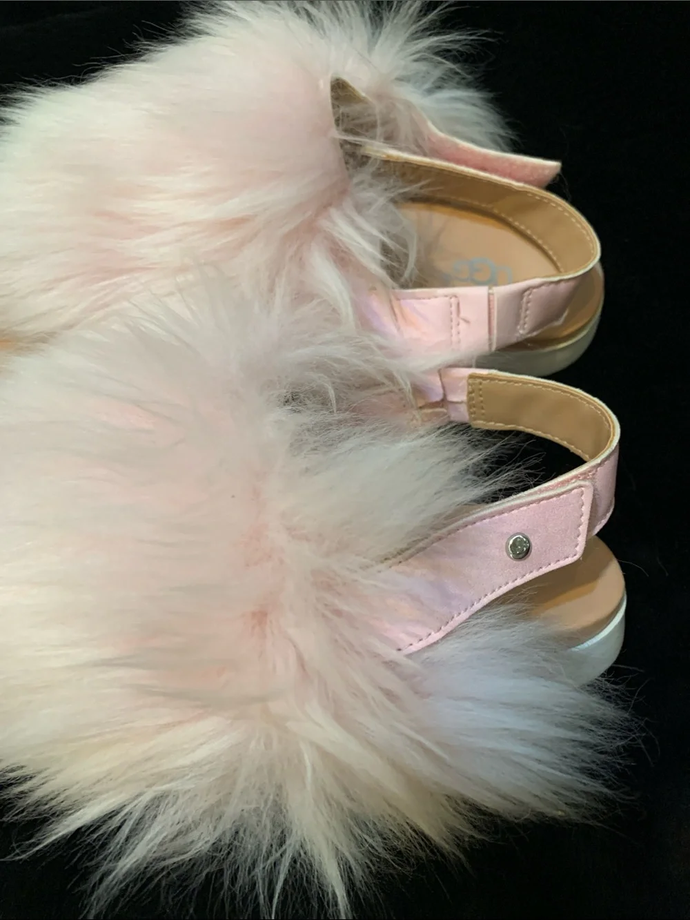 UGG Pink Fuzzy Slingback Slides