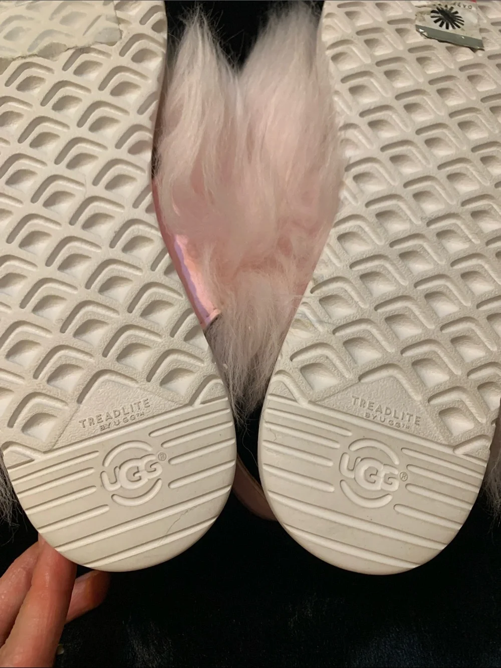 UGG Pink Fuzzy Slingback Slides
