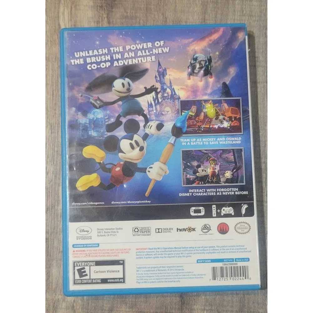 Disney Epic Mickey 2 The Power of Two (Nintendo Wii U, 2012) Complete In Box CIB