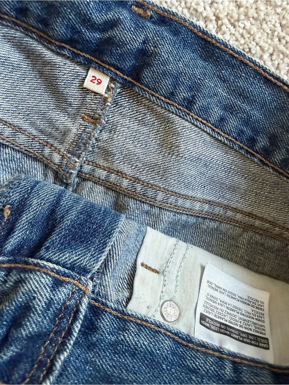 Levi's Blue Denim Mini Skirt with Frayed Hem