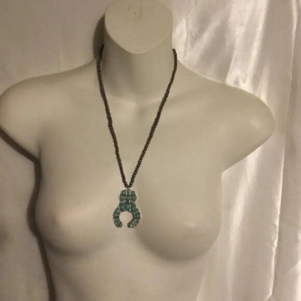 Turquoise Squash Blossom Beaded Native American Necklace