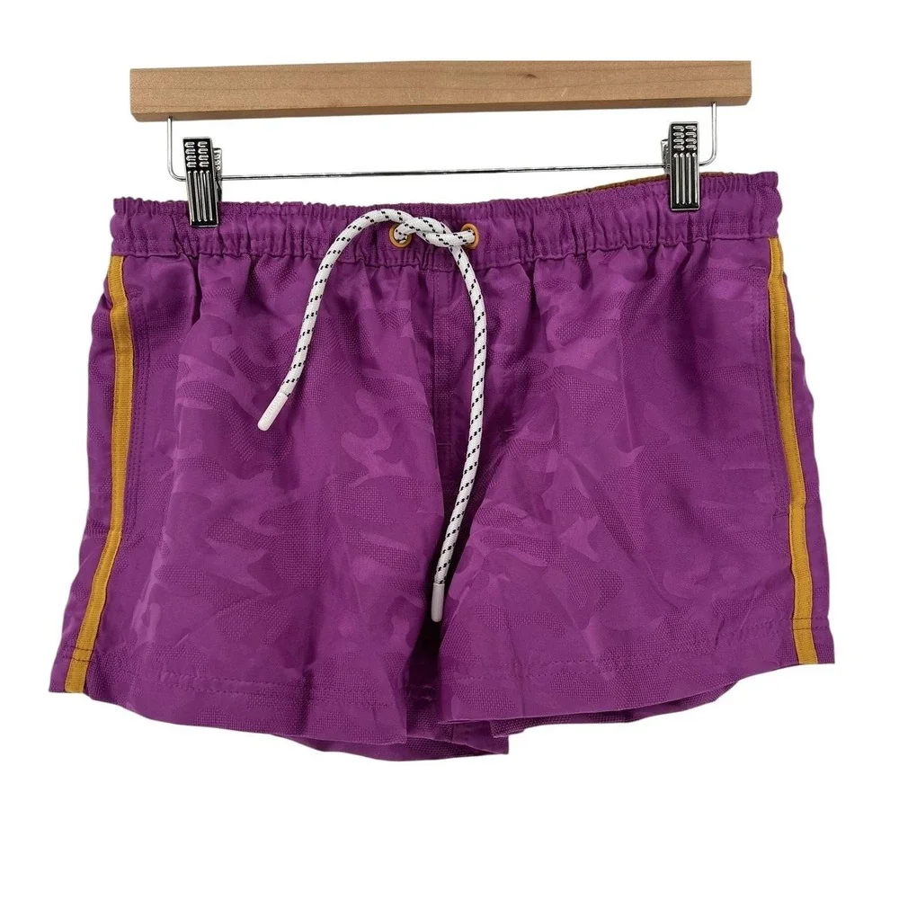 AussieBum Swim Trunks Mens Medium Purple Camo Lined Drawstring Pockets Beach‎