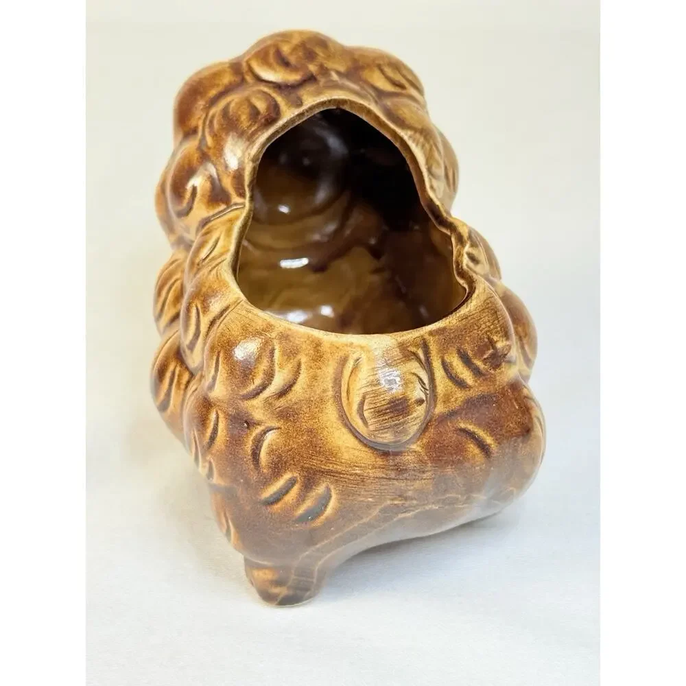 Brown Ceramic Sheep Curly Wool Pot/ Succulent Planter