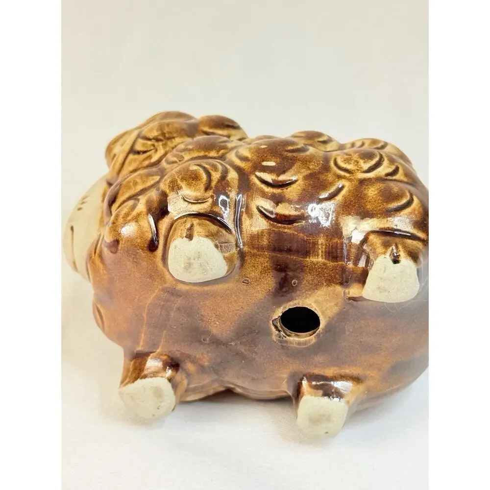 Brown Ceramic Sheep Curly Wool Pot/ Succulent Planter