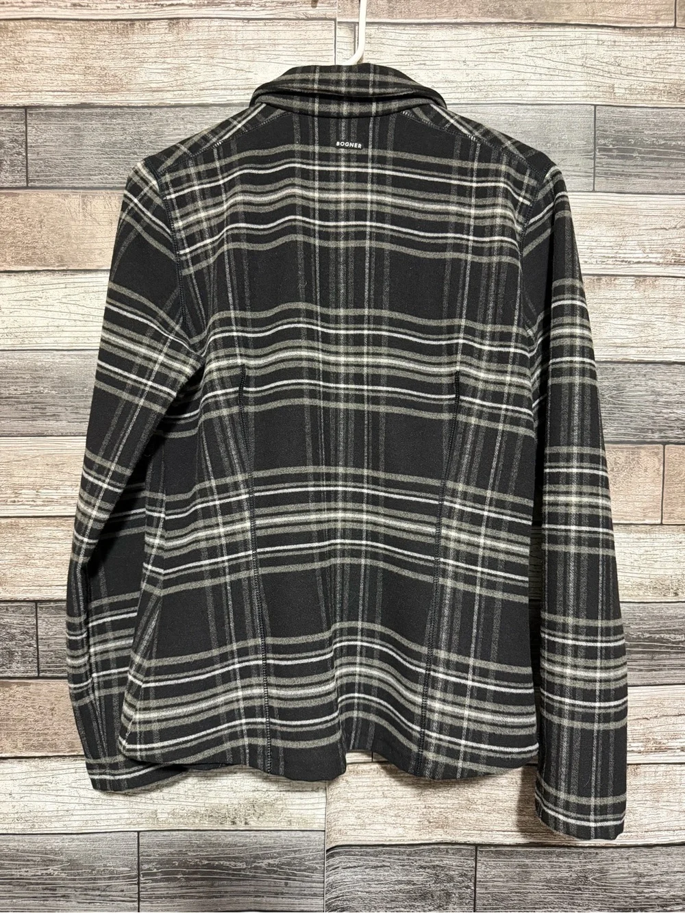 BOGNER Plaid Full Zip Jacket Women’s M Black Gray Made In USA Fleece