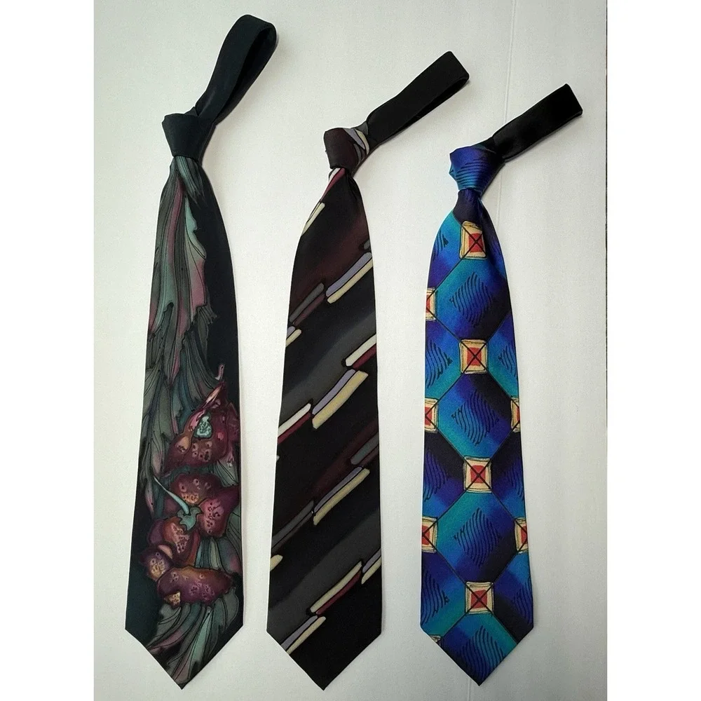 Robert‎ Daskal Hand Painted Artist Signed 100% Silk Tie NEW/Pre-Owned-Lot 3-USA