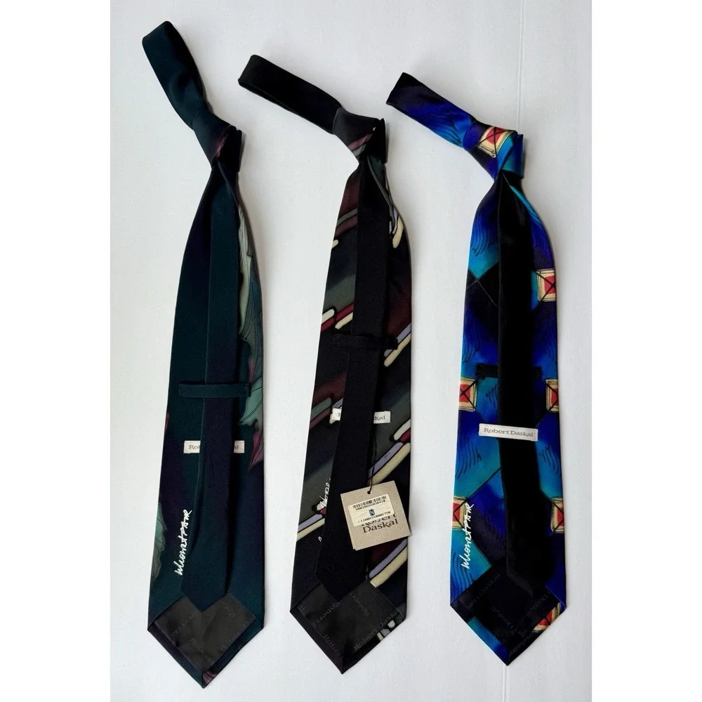 Robert‎ Daskal Hand Painted Artist Signed 100% Silk Tie NEW/Pre-Owned-Lot 3-USA
