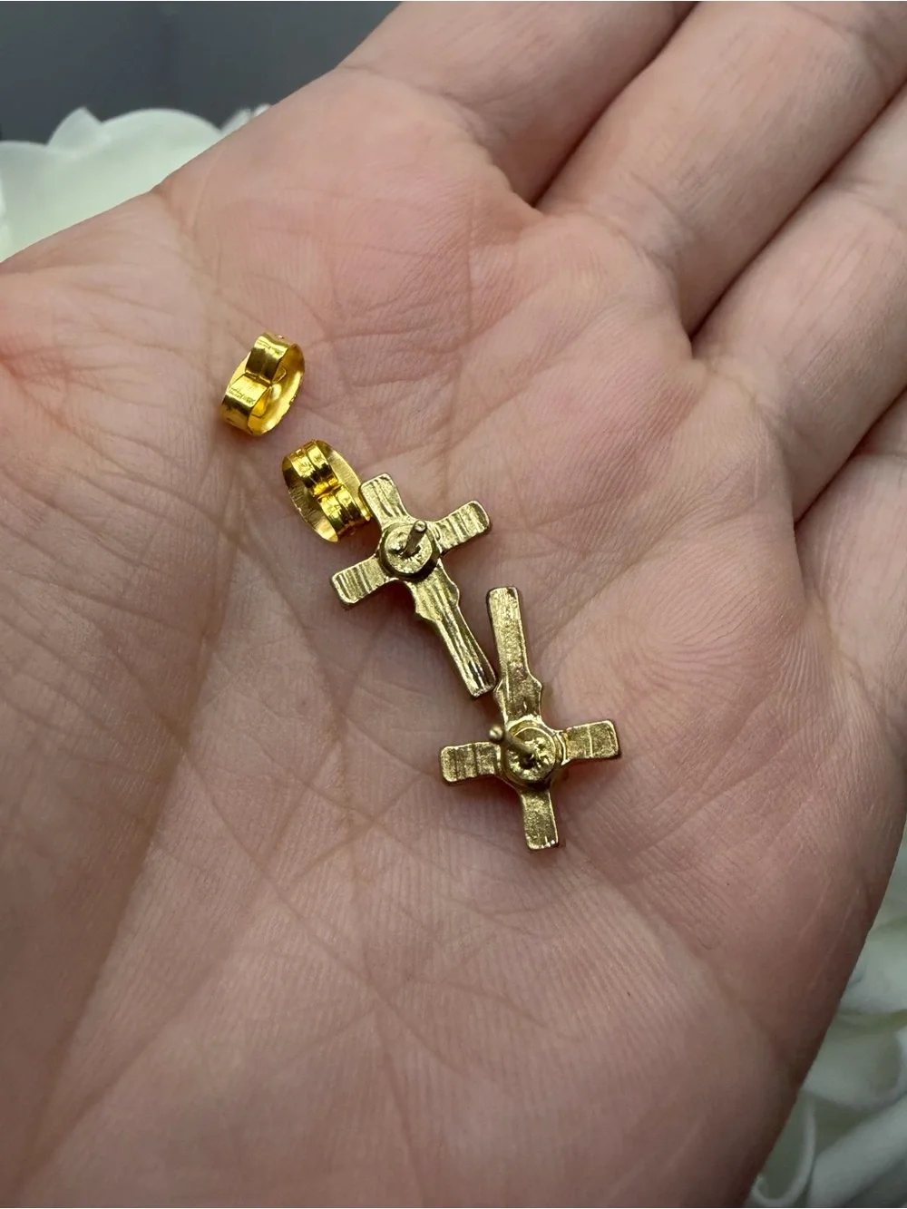 Gold Cross Crystal Stud Earrings - Elegant Women’s Jewelry