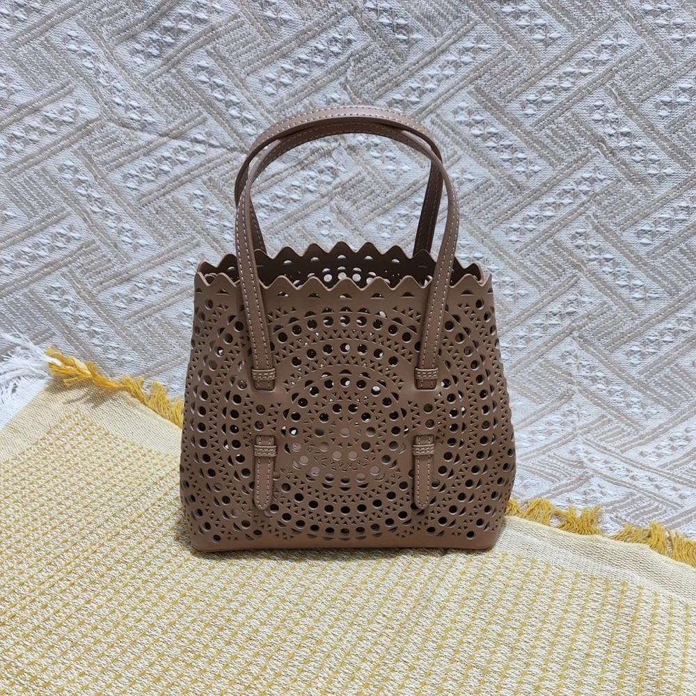 Alaïa Taupe Laser-Cut Scalloped Tote
