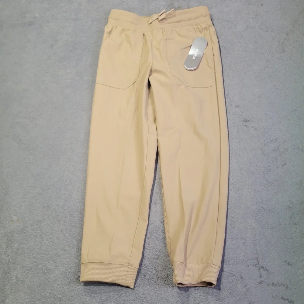 Wonder Nation Jogger Pants Kids Size S 6-7 Khaki Stretch Moisture Wicking Active