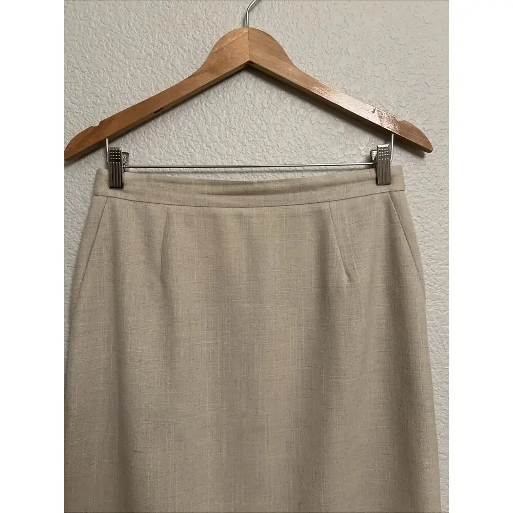 VTG Napa Studio Midi Pencil Skirt Modern Quiet Luxury Classic Career Lined Beige