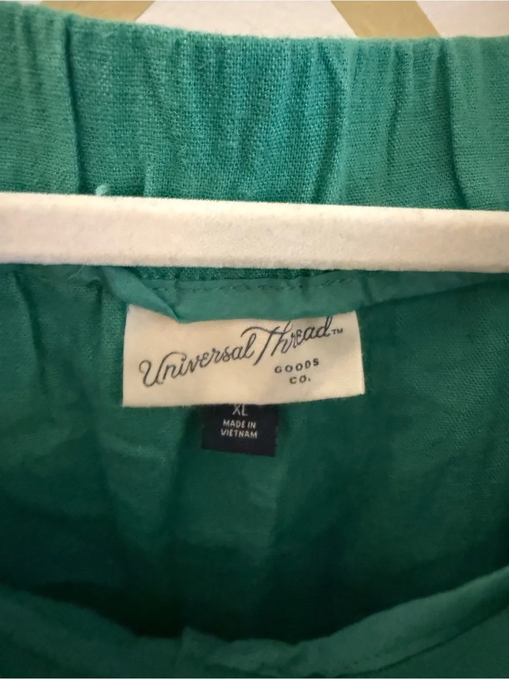 Green Linen Buttoned Midi Skirt w/ Pockets